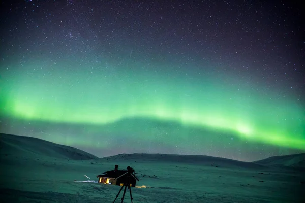Northern Lights Reinheim Cabin Dovrefjell National Park South Norway — Stockfoto