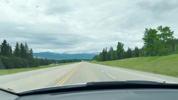 Summer Landscape Road Jasper National Park Canada — Vídeos de Stock