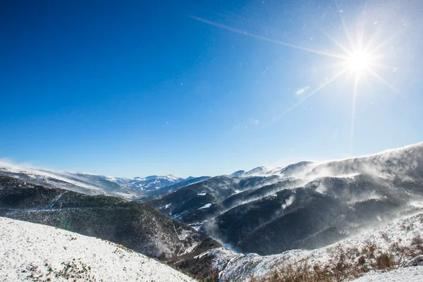 Winter Landscape Snowfall Cerdagne Pyrenees France — Stock fotografie