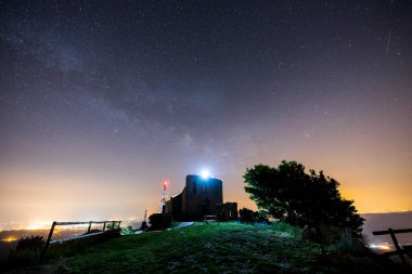 Miky way in Santuari De La Mare De Deu Del Mont church, La Garrotxa, northern Spain.