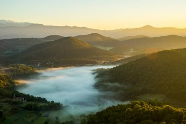 Spring sunrise in La Fageda D En Jorda Forest, La Garrotxa, Spain.