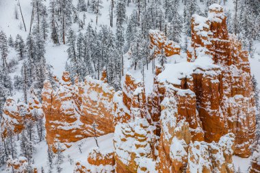 Kış manzarası Bryce Canyon Ulusal Parkı, Amerika Birleşik Devletleri
