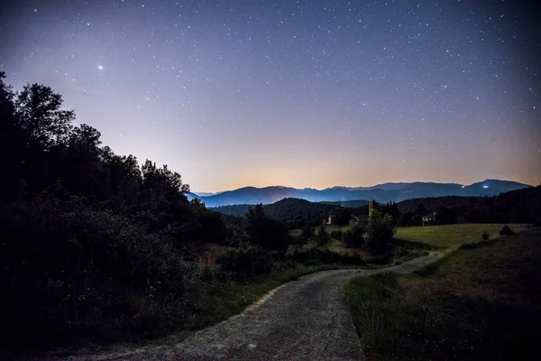 Voie Lactée Dans Église Sant Marti Capsec Garrotxa Gérone Espagne — Photo