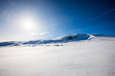 Norveç 'in güneyindeki Dovrefjell Ulusal Parkı' nda kış manzarası.