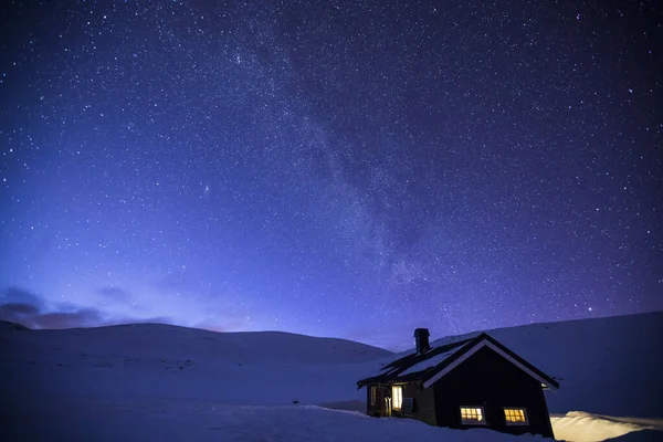 Polar night in Reinheim Cabin, Dovrefjell National Park, south Norway.