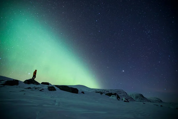 Northern Lights Reinheim Cabin Dovrefjell National Park South Norway — 스톡 사진