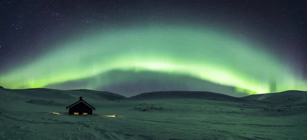 Northern Lights Reinheim Cabin Dovrefjell National Park South Norway — 스톡 사진