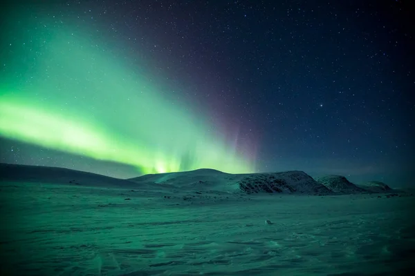 Noorderlicht Reinheim Cabin Dovrefjell National Park Zuid Noorwegen — Stockfoto