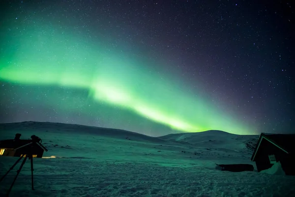 Northern Lights Reinheim Cabin Dovrefjell National Park South Norway — Stock Photo, Image