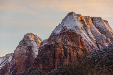 Amerika Birleşik Devletleri, Zion Ulusal Parkı 'nda kış manzarası