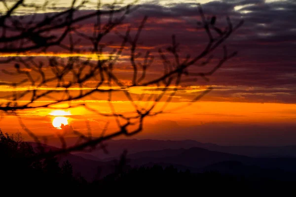 Outono Nascer Sol Puigsacalm Pico Garrotxa Norte Espanha — Fotografia de Stock