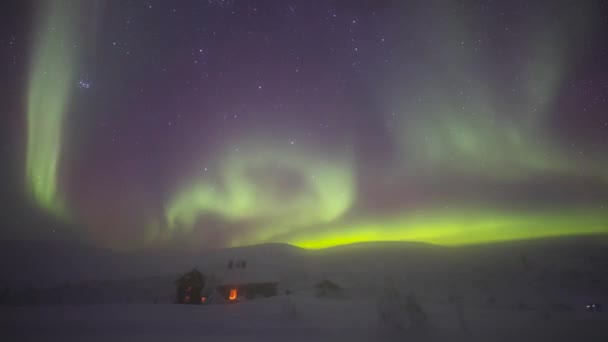 Zeitraffer Des Nordlichts Pallas Yllastunturi Nationalpark Lappland Finnland — Stockvideo