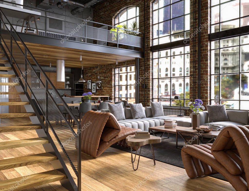 Loft Divano Industrial Appartamento Loft Stile Industriale Con