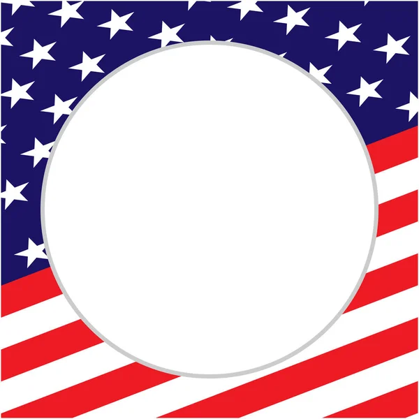 Usa Vlajkové Symboly Dekorativní Patriotický Kruh Rámeček Vzor Rámečku Prázdným — Stockový vektor