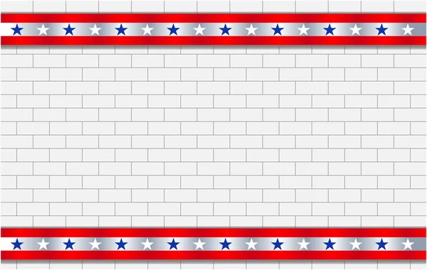 Amerikaanse Vlag Symbolen Frame Bakstenen Muur Achtergrond Met Kopieerruimte Voor — Stockvector