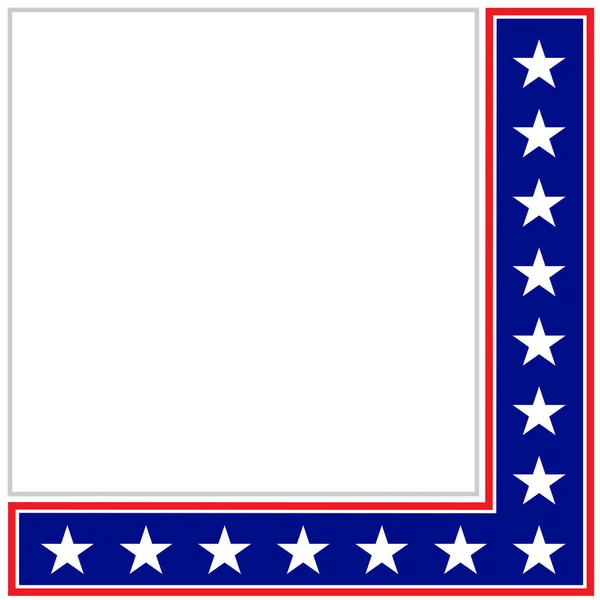 Símbolos Bandeira Americana Modelo Moldura Borda Canto Mockup Com Espaço — Vetor de Stock