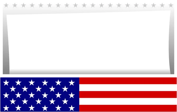Scatola Bandiera Usa Con Messaggio Annuncio Cartaceo Con Spazio Vuoto — Vettoriale Stock