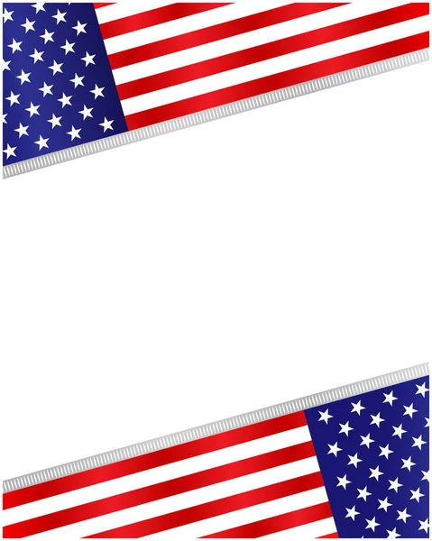 あなたのテキストのための空のスペースとアメリカの旗のシンボルの背景フレームの境界線 — ストックベクタ