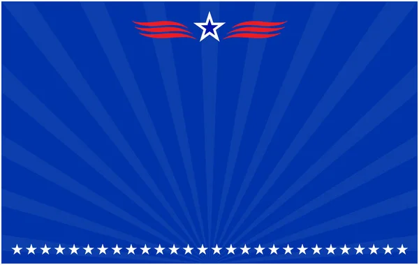 Amerikanische Flagge Symbole Blau Strahlende Strahlen Hintergrund Frame Banner — Stockvektor