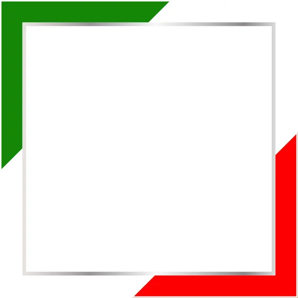 Italiaanse Groene Rode Vlag Rand Frame Met Lege Ruimte Voor — Stockvector