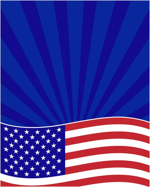 アメリカの抽象的な旗愛国的な光線背景枠と空のテキストのためのスペース — ストックベクタ
