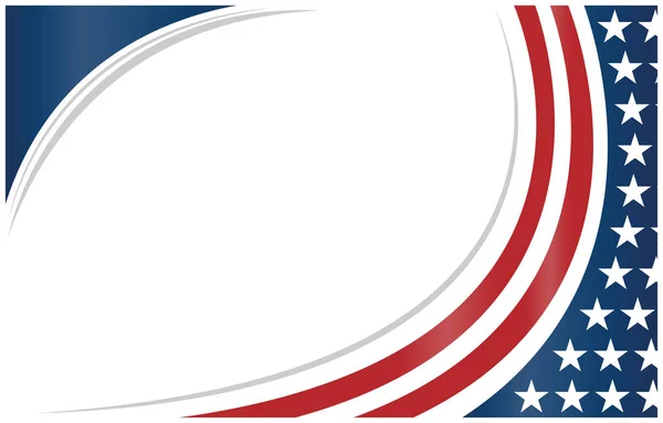 American Flag Symbols Wave Pattern Background Frame Border Stars Empty — Stock Vector