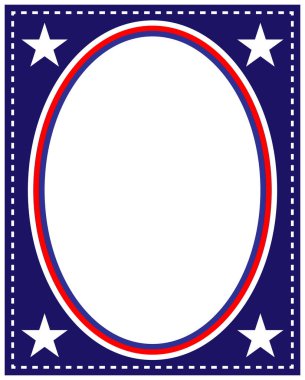 ABD bayrak sembolleri, metin için boş bir alanı olan dekoratif vatansever oval çerçeve kenarlığıdır.