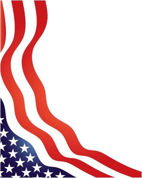 Usa Vlag Symbolen Strepen Sterren Golvende Hoek Rand Frame Met — Stockvector