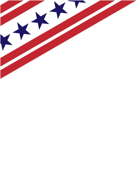 Angolo Cornice Americano Con Simboli Della Bandiera Usa Con Uno — Vettoriale Stock