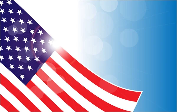 Usa Flagge Ecke Auf Blauem Himmel Hintergrund Banner Design Vorlage — Stockvektor