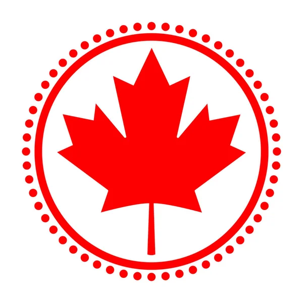 Canadian Flag Symbol Red Maple Leaf Badge Logo Emblem Icon — Vettoriale Stock