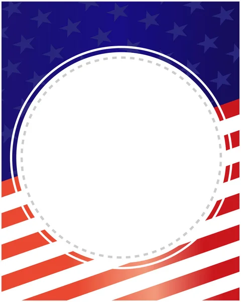 Symbole Flagi Usa Okrągłe Tło Ramki Pustym Miejscem Tekst — Wektor stockowy