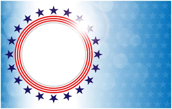 Usa Bandiera Simboli Cornice Rotonda Sfondo Con Spazio Vuoto Testo — Vettoriale Stock
