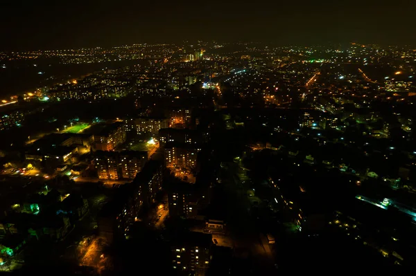 Plan Aérien Panoramique Paysage Urbain Nocturne Pour Arrière Plan — Photo