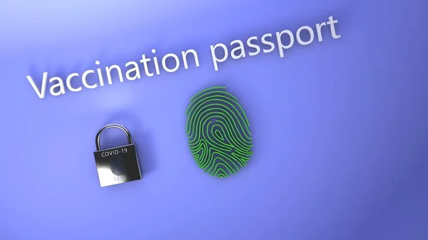 Covid Szczepienie Odcisk Palca Paszport Bezpieczeństwa Renderowania — Zdjęcie stockowe