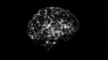 Siyah arka planda parlayan insan beyninin 3 boyutlu görüntüleri
