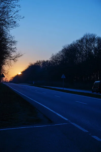 Festői Felvétel Naplemente Felett Üres Vidéki — Stock Fotó