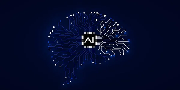 Circuit Board Computer Style Brain Technology Background Artificial Intelligence Concept — Foto de Stock