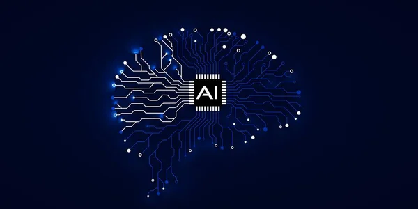 Circuit Board Computer Style Brain Technology Background Artificial Intelligence Concept — Foto de Stock