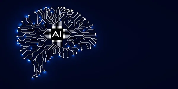 Circuit Board Computer Style Brain Technology Background Artificial Intelligence Concept — ストック写真