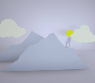 Arkaplan için dağcı ve dağcı ile karton bileşimi