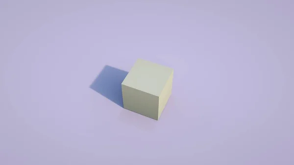 Minimalista Háttér Egyszerű Izometrikus Kocka Elszigetelt Kék Háttérrel Renderelés Négyzet — Stock Fotó