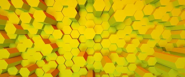 Digital Generated Technology Hexagon Background Textured Yellow Hexagons Modern Futuristic — Stock fotografie