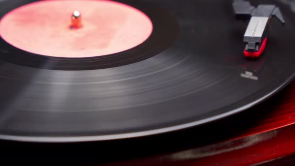 Κοντινό Πλάνο Του Vintage Vinyl Player — Αρχείο Βίντεο