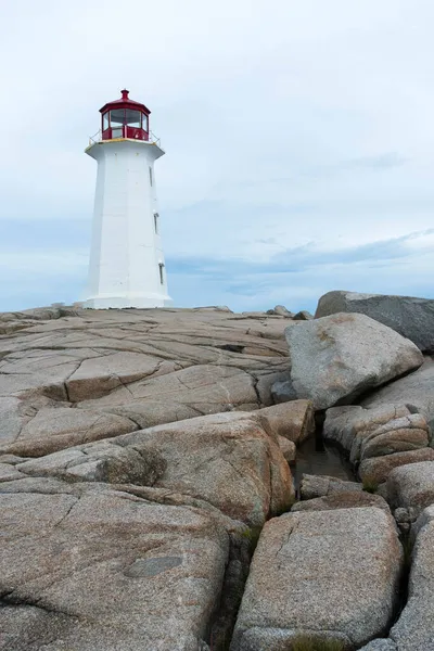 Light House Rocky Cliff Shore Dusk Stock Picture