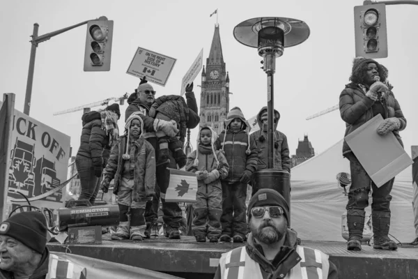 Manifestación Camioneros Por Libertad Ottawa Canadá —  Fotos de Stock