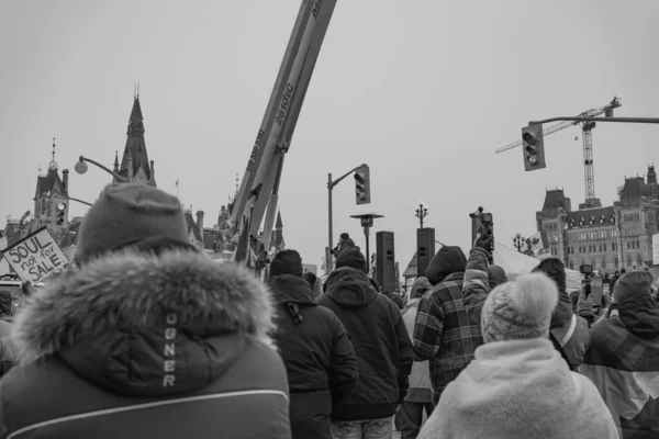 卡车司机自由集会在加拿大渥太华举行 — 图库照片