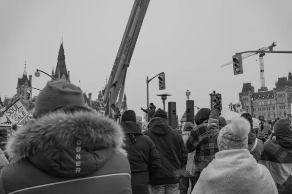 Manifestación Por Libertad Los Camioneros Ottawa Canadá —  Fotos de Stock