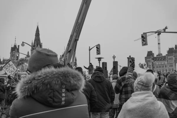 Manifestación Por Libertad Los Camioneros Ottawa Canadá —  Fotos de Stock