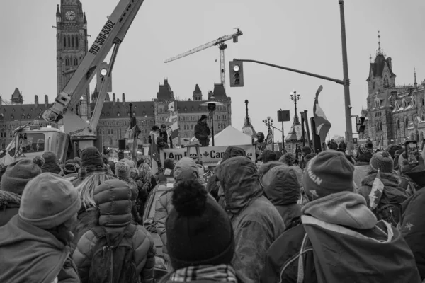 Manifestación Por Libertad Los Camioneros Ottawa Canadá —  Fotos de Stock